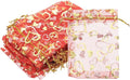 PATIKIL 100 Pcs 4x6 Inch Heart Printed Organza Bags by PATIKIL