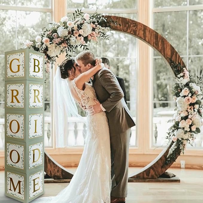101 PC Greenery Bridal Shower Decorations Balloon Boxes Gold- Blocks - Image 6