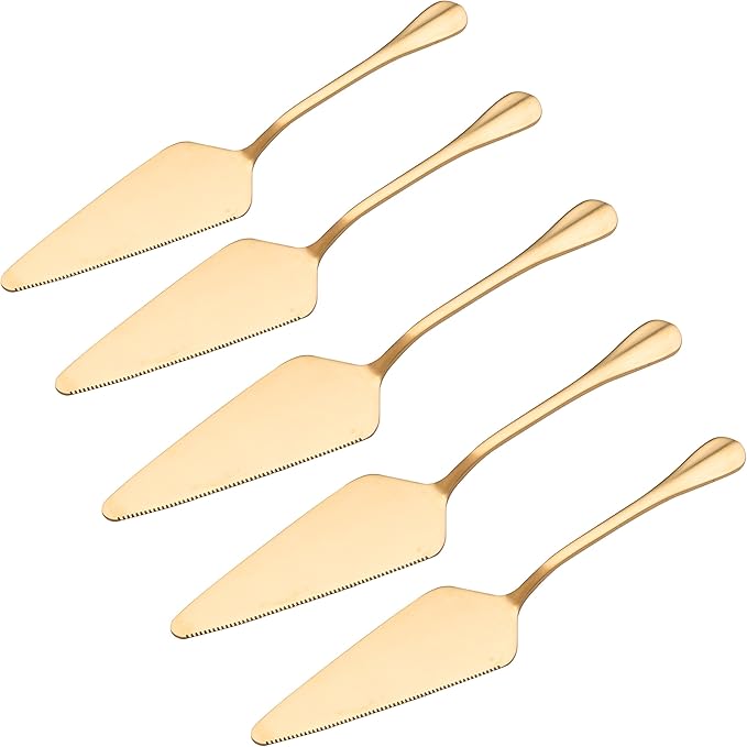 Gold Pie Server Stainless Steel, HOFTEN Cake Pie Pastry Server Set of 5 by HFHOFTEN