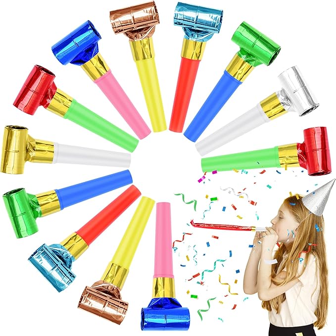 12 Pcs Party Blower Colorful Blowouts Noisemakers Birthday Blowouts Whistles by Twavang