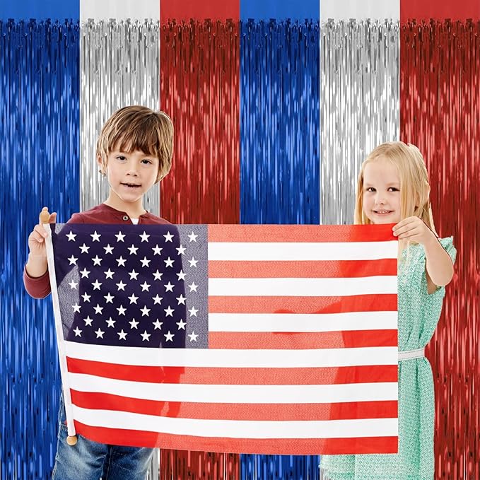 4 Pack 4th of July Party Supplies, 3.28 Ft x 6.56 Ft 4th of July Tinsel Backdrop - Image 7