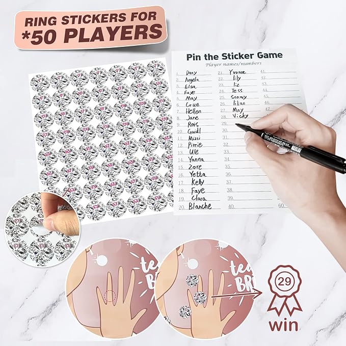 Bridal Shower Games, Pin The Ring On The Bride, Bridal Shower Engagement - Image 5