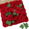 AmyHomie Artificial Flower Dark Red Rose 25pcs Real Looking Fake Roses w/Stem by AmyHomie