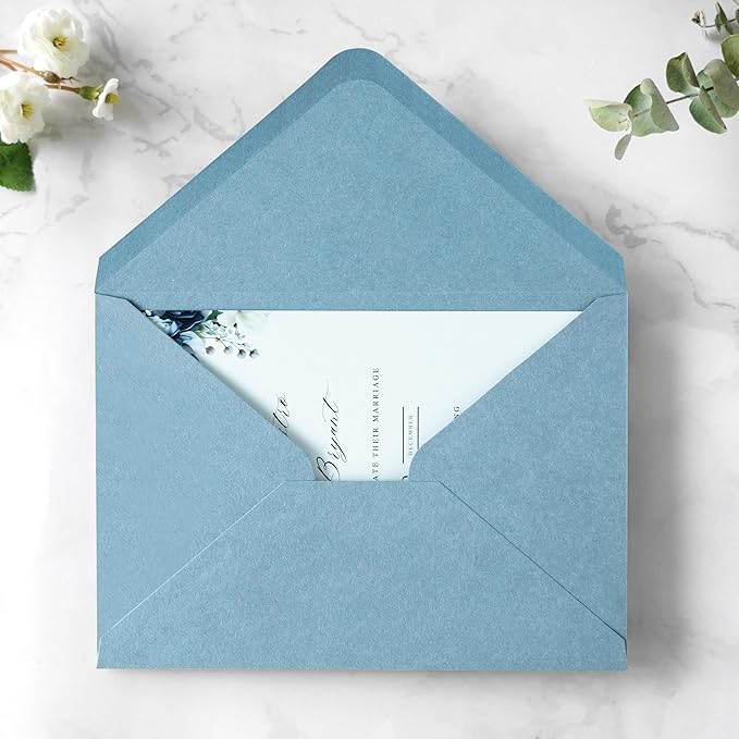 PONATIA 50 PCS A7 Envelopes, 5.25 x 7.48'' Matte Dusty Blue Envelope - Image 7