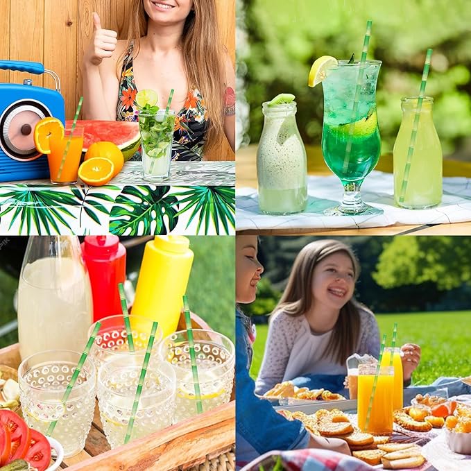 Paper Straws for Drinking Green Bamboo, 7.75" x 0.24" - Image 6