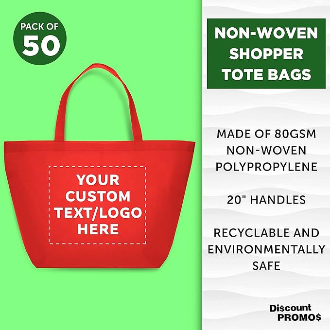 DISCOUNT PROMOS Custom Southern Style Grocery Tote Bags Set of 50 - Image 3