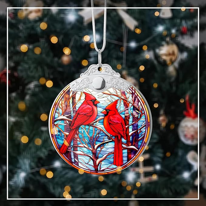 Cardinal Acrylic Ornament 2025 – Red Bird Christmas Tree Hanging, Memorial - Image 7