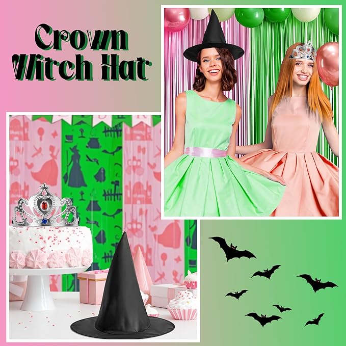 Tlswshsy 18 Pcs Princess Crowns and Witch Hats Set, Witches and Princess Party - Image 4