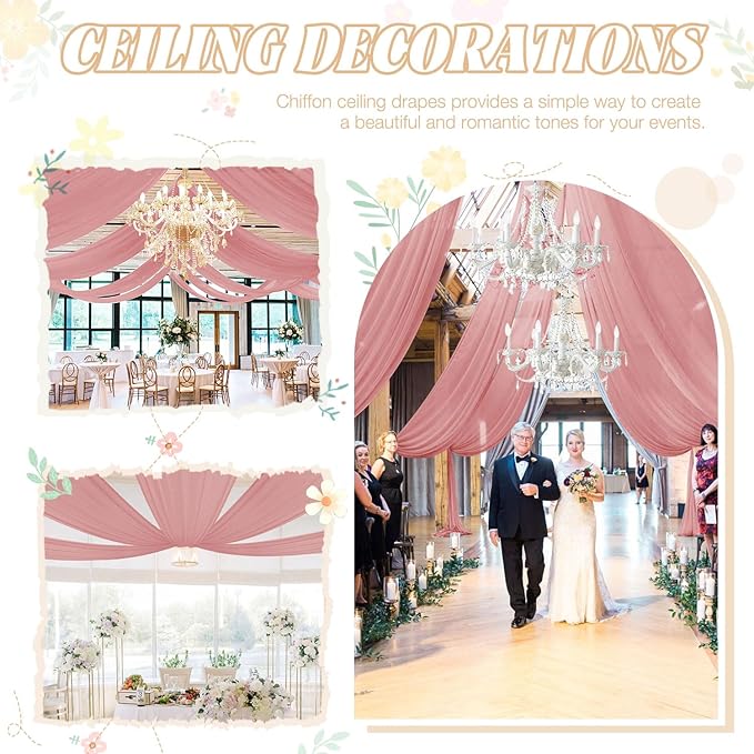 FUHSY 4 Panels Dusty Rose Ceiling Drapes - Image 6