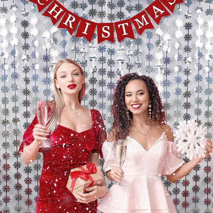 BRAVESHINE Silver Party Snowflake Backdrop - Image 4