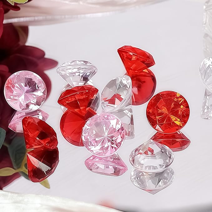 Acrylic Diamond Fake Gems Vase Filler, Babenest 240pcs 3/4 Inch Faux Diamonds - Image 2