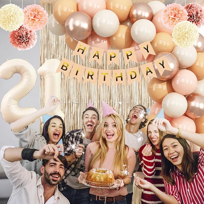 Beige 21st Birthday Decorations - Image 7