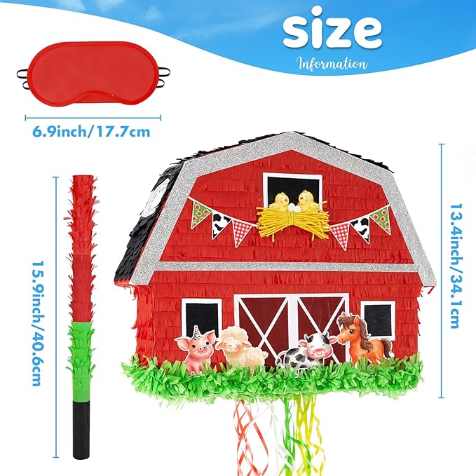 WERNNSAI Red Farm Animal Piñata - Image 3