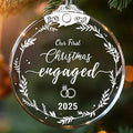 Engagement Gifts for Couples 2025, Our First Christmas Engaged Glass Ornament by Olicard