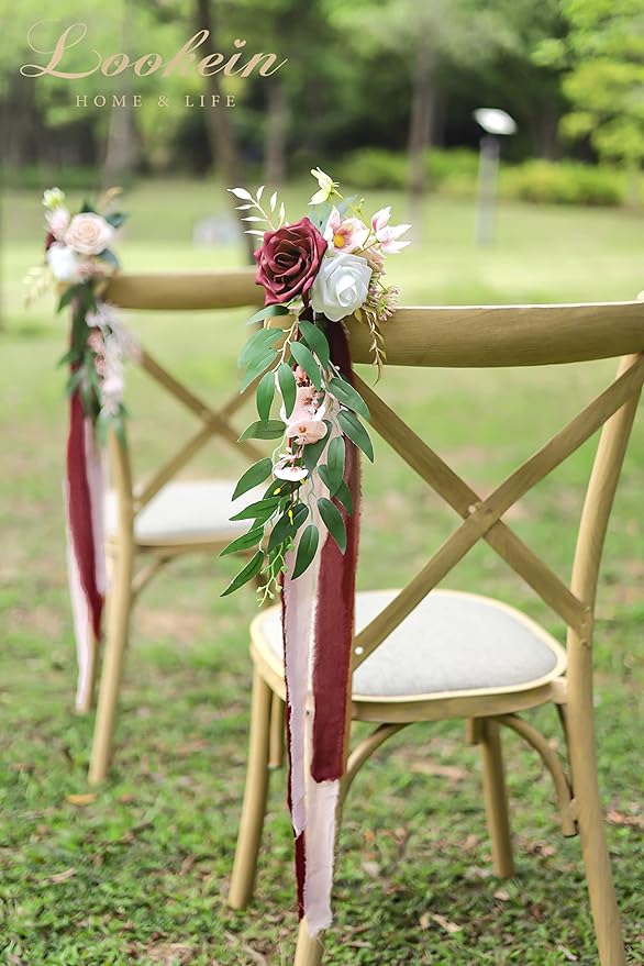 Lookein Wedding Aisle Chair Decorations Set of 8 Pew Flowers - Image 3
