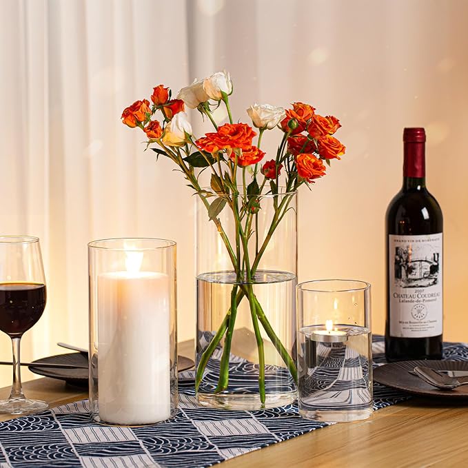 PHOSPHOR Hurricand Candle Holder 24 PCS, Glass Pillar Candle Holder - Image 6