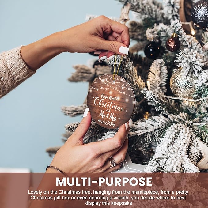 Wedding Gifts for Couples 2025, First Married Christmas Ornament, Mr and Mrs - Image 2