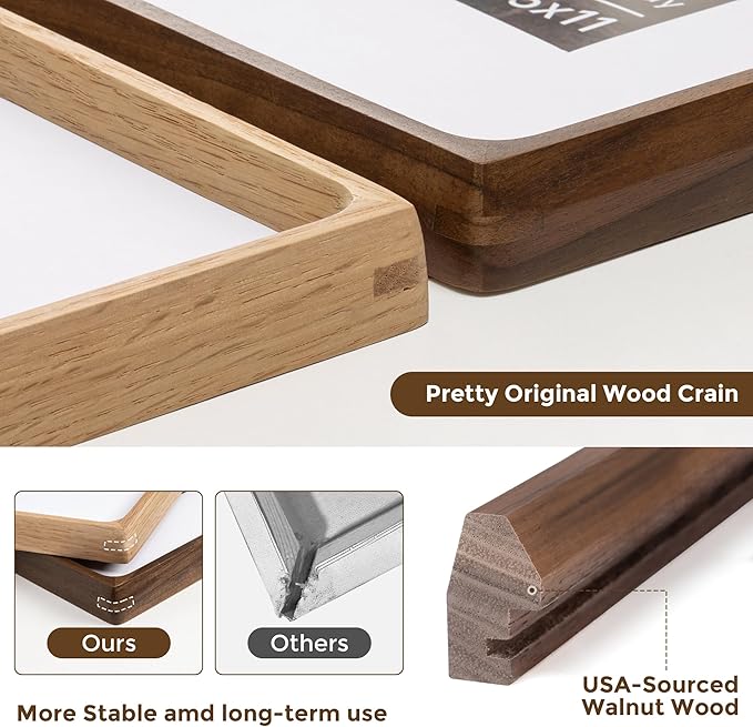 9x12 Picture Frame USA-Sourced Natural Walnut Solid Wood Photo Frame - Image 3