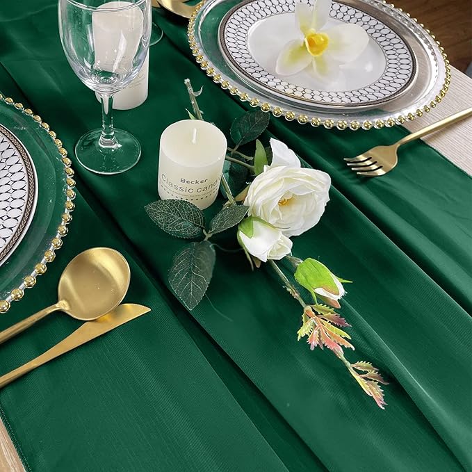 EHLDekol 10ft Chiffon Table Runners 27x120 inches Romantic Sheer Wedding Table - Image 5