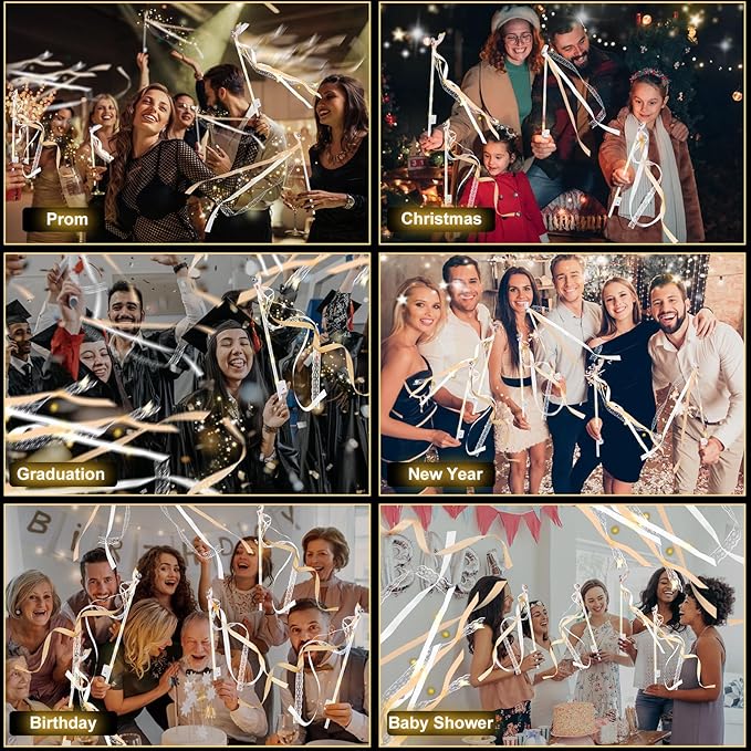 200 PCS Wedding Wands with Lights, Fairy Wands, LED Silk Fairy Wand with Bells - Image 7