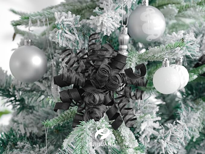 HUIHUANG Black Bows for Gift Wrapping Curly Gift Bow 5 inch x 8 Counts - Image 9