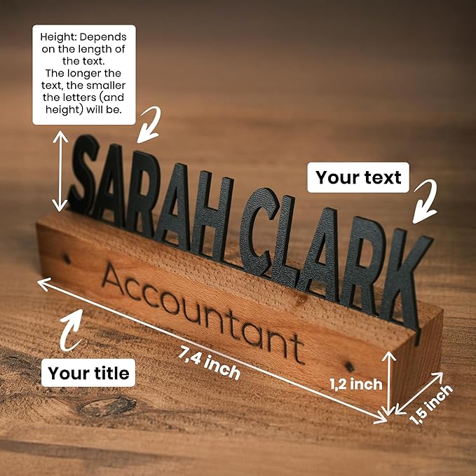 Custom Desk Name Plate with Engraved Title – Personalized Wooden Office Name - Image 2