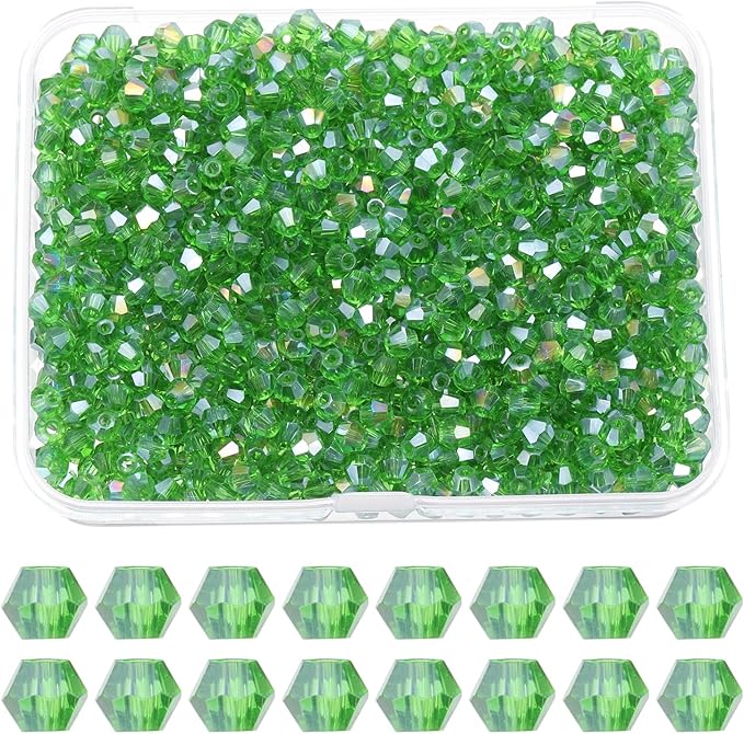 PATIKIL 1000pcs 4mm Bicone Glass Crystal Beads, Faceted Glass Spacer Beads by PATIKIL