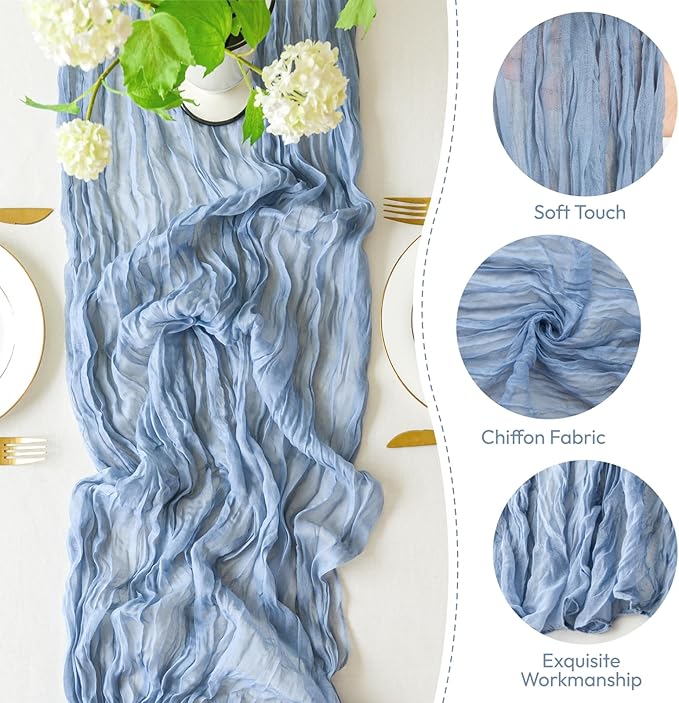 Sioloc 10 Pack Dusty Blue Cheesecloth Table Runner Fall Autumn Decor - Image 3