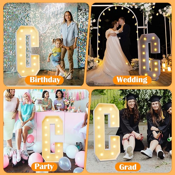 4ft Marquee for Letters C, Large Light up Letters, Letter Balloons, Wedding - Image 3