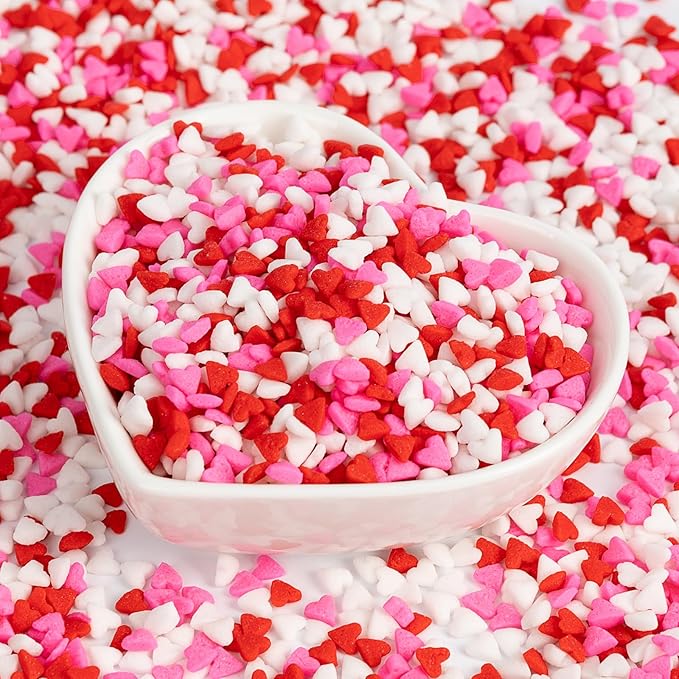 Edible Heart Sprinkles for Cake Decorating, Miniature Sugar Sprinkle for Baking by Sugarzy