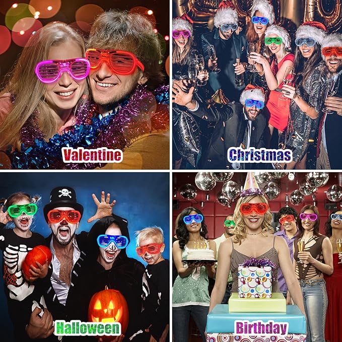70 Packs LED Glasses 5 Neon Colors glow in the dark party supplies Favor - Image 4