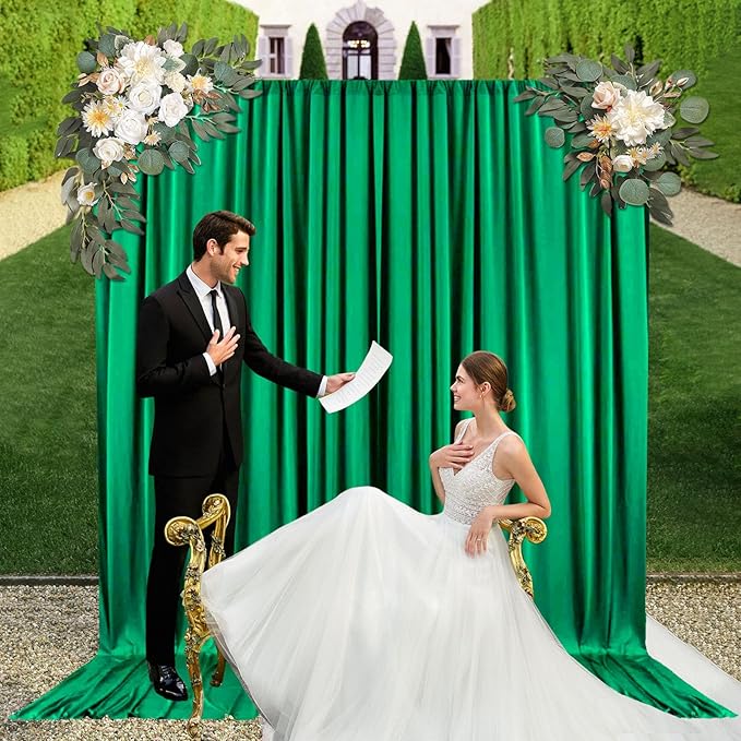 10ft x 10ft Deep Green Backdrop Curtains - Image 5