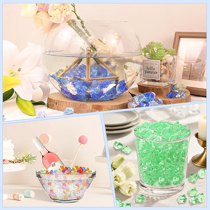 LAIDANLA 500PCS Mixed Purple Acrylic Gems Vase Fillers Fake Ice Cubes Plastic - Image 5