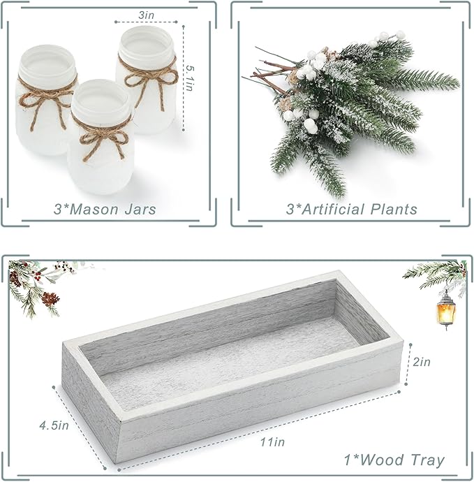Mason Jars by Winter White, 3 Decorative Jars - Image 3