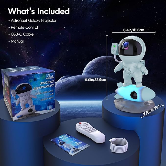 Astronaut Galaxy Projector, Star Projector Rocket Night Light - Image 7