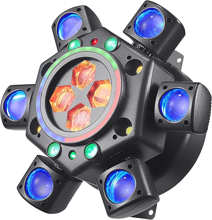 Moving Head Dj Lights for Parties, Stage Light 6-in-1 LED RGBW 6 Arms DJ Lights by GNCNSHK