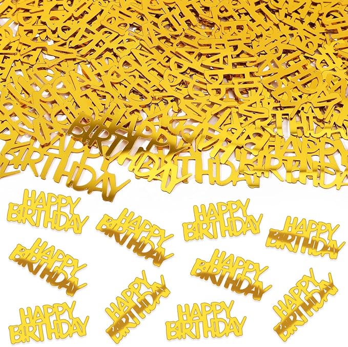 MARFOREVER Gold Happy Birthday Confetti Glitter, Birthday Party Metallic Foil by MARFOREVER