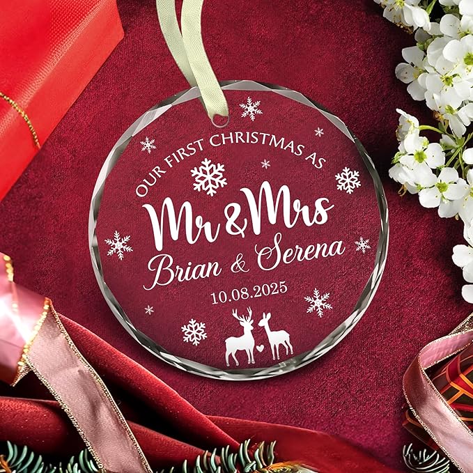 Personalized Our First Christmas As Mr Mrs Christmas Ornament - Image 2