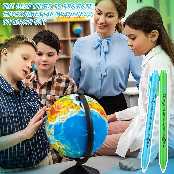 24 Pcs Earth Day Pens Bulk Party Favors Novelty Cute Green Blue Retractable - Image 2
