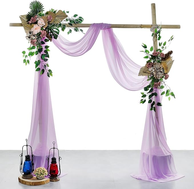VDS Pack of 2 Panel Wedding Arch Draping Fabric Sheer Chiffon Fabric Drapery - Image 2