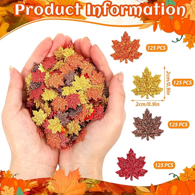 MARFOREVER Fall Felt Maple Leaf Confetti Glitter - Image 3