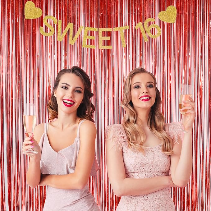 Foil Fringe Curtains Red Streamers Party Decorations - Image 7
