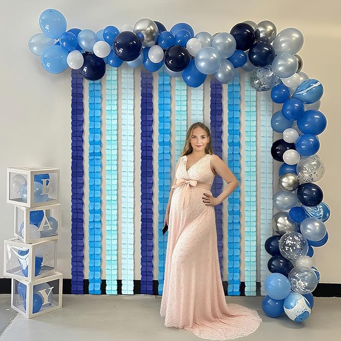 12Pcs Blue Party Decorations, Hanging Blue Streamers Garland - Image 3