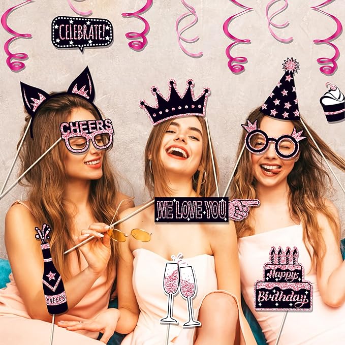 36 PCS Birthday Photo Booth Props Party Supplies Holiday Picture Decorations - Image 6