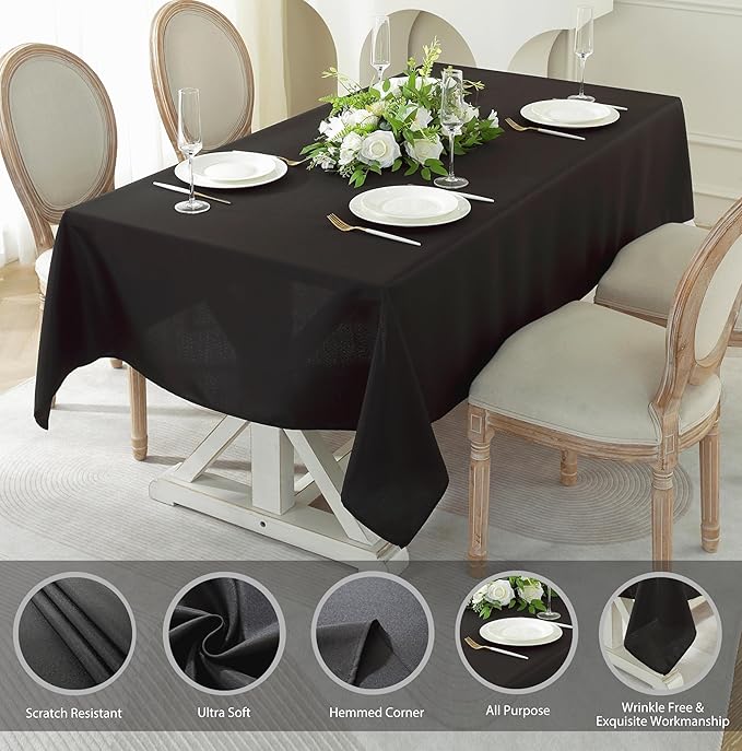 Craft And Party Rectangle Tablecloth, 60 x 102 Inch Black, 6ft Washable - Image 2