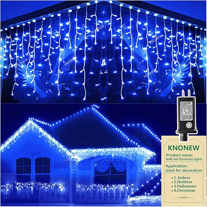 KNONEW 164FT 1600 LED Christmas Lights Outdoor Decoration Blue Timer 8Modes by KNONEW