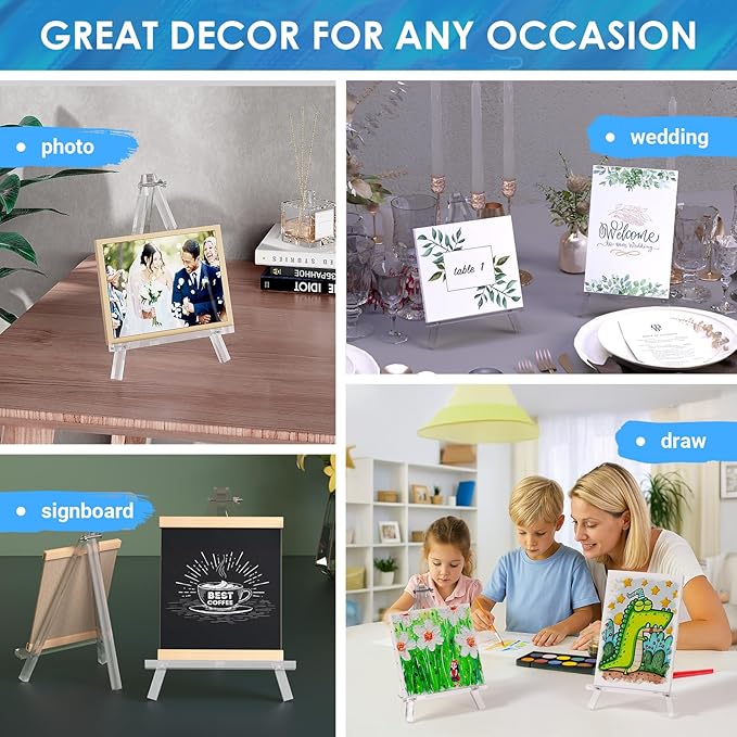 9 inch Acrylic Easel for Painting, 6 Pack Easel Stand for Wedding Signs - Image 6