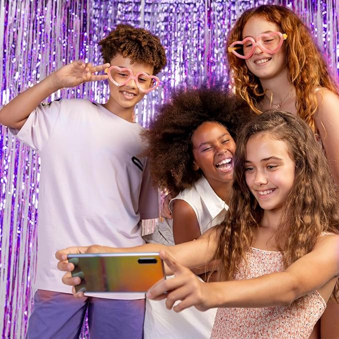 10 Pack Foil Curtain Backdrop Purple Metallic Tinsel Foil Fringe Curtains Photo - Image 5