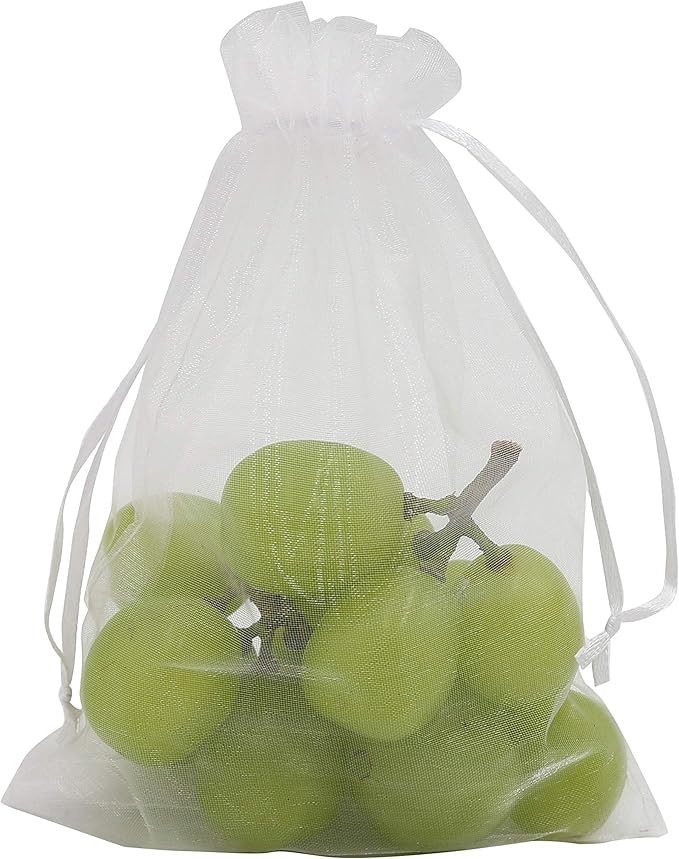 Wudygirl 100pcs 5X7 Inches White Organza Bags Christmas Drawstring Pouches - Image 4