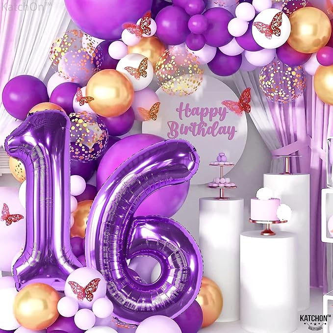 KatchOn, 40 Inch | Mylar 16 Balloon Numbers Purple - Image 7